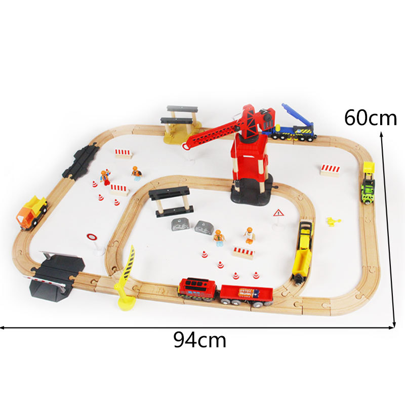 Juguete de tren de haya de simulación de madera para niños, rompecabezas de bebé magnético, comercio exterior, riel eléctrico de madera