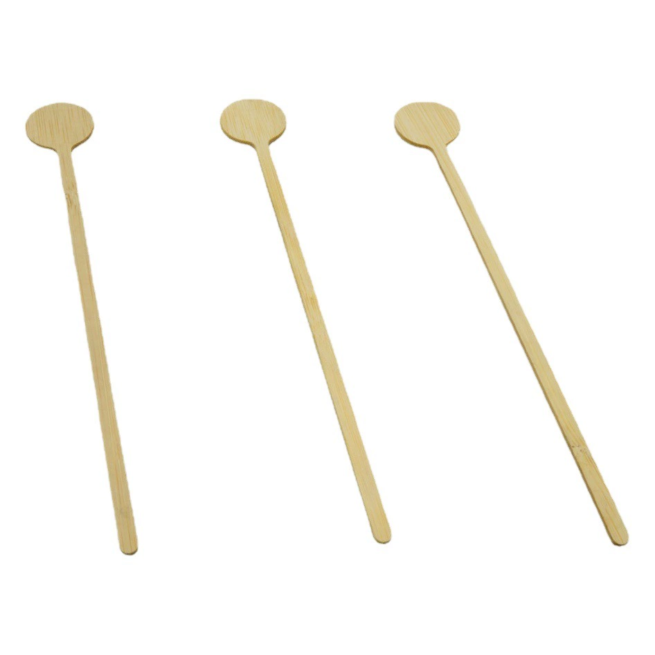 Одноразовый бамбуковый перемешивающий стержень оптом лазерный логотип независимая упаковка горячий напиток чай с молоком кофейная палочка с круглой головкой