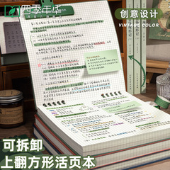 ノートの復古の四角形の本のルーズリーフのノートの上でひっくり返して取り外し可能な中学生は手を振って手帳を回転させません。