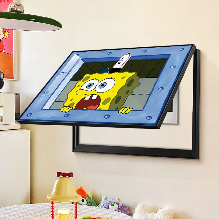 Spongebob Squarepants Electric Meter Box Decorative Painting, No-Drill Cartoon Power Distribution Box, Modern Minimalist Living Room Cover-Up Hanging Painting
