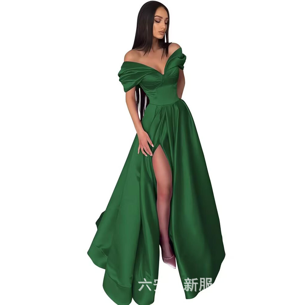 Amazon mujer hombros abiertos corazón vestido de baile largo vestido formal de noche con un vestido abierto