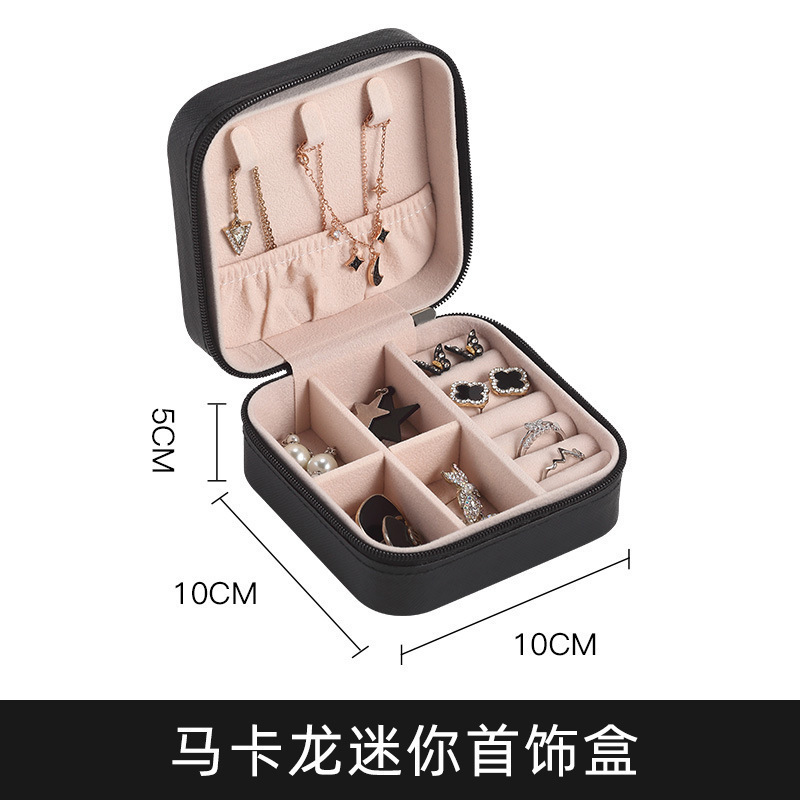 Transfronteriza mini caja de joyas portátiles pequeñas en la caja de joyas pu simple viaje collar pernos caja de joyas caja de almacenamiento