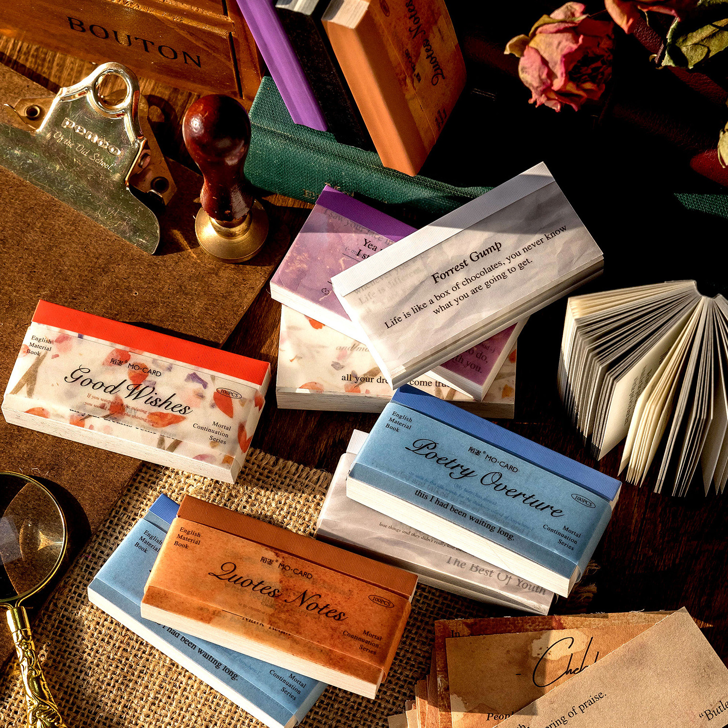 Cross-border strange ink material on paper, continuing the human world series, English handbook decoration material on paper, 100 pieces included