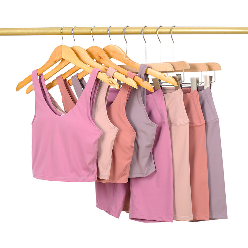 Ld U-Shaped Vest and Five-Point Pants Set, Sports High-Neck Hoodie Jacket, Yoga Slim-Fit Yoga Set for Women