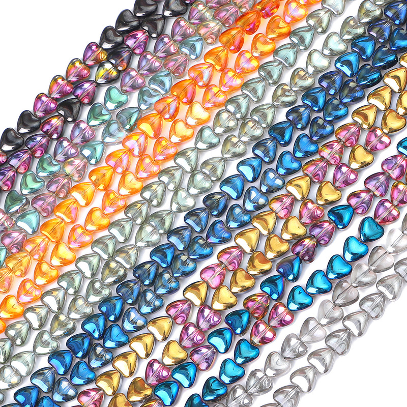 20 glass plated color peach heart crystal beads loose beads handmade diy necklace bracelet ear jewelry material manufacturers wholesale
