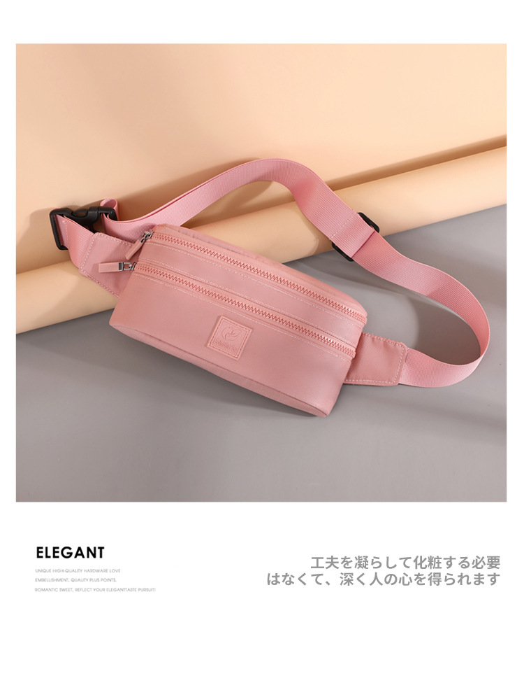 Women's fashionable and trendy waist bag, waterproof nylon crossbody bag, outdoor sports mobile phone waist bag, simple crossbody bag Application Scenario