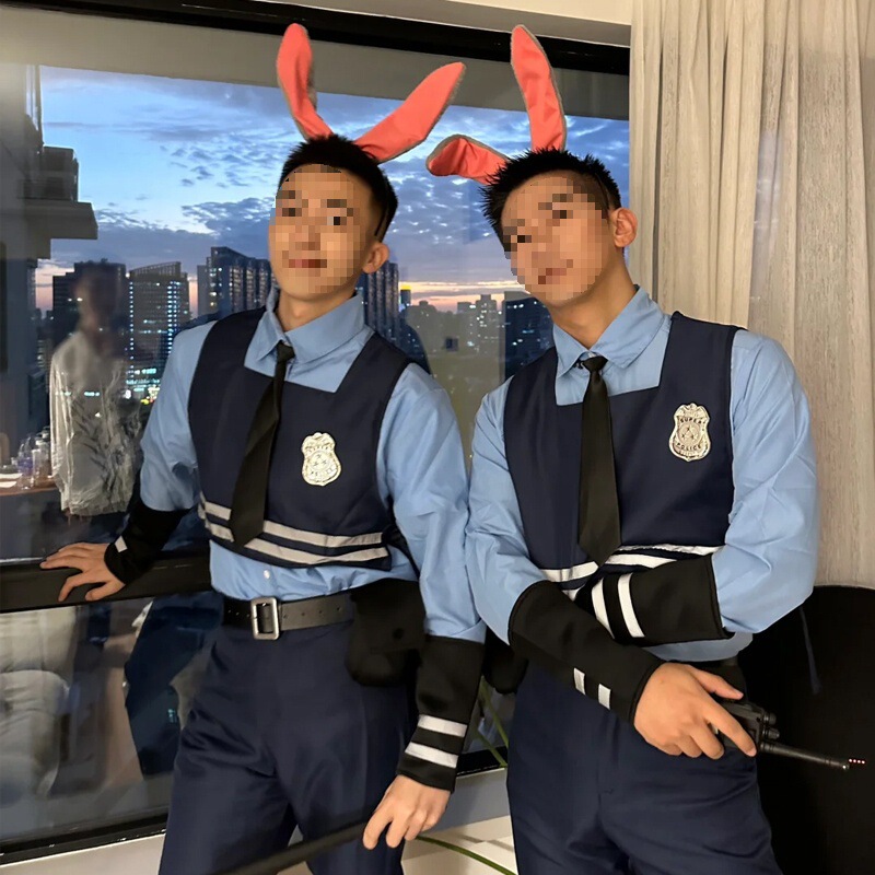 Couple Rabbit Pants Judy Style Halloween Adult Unisex Uniform Cosplay Costume Police Officer Judy Spandex