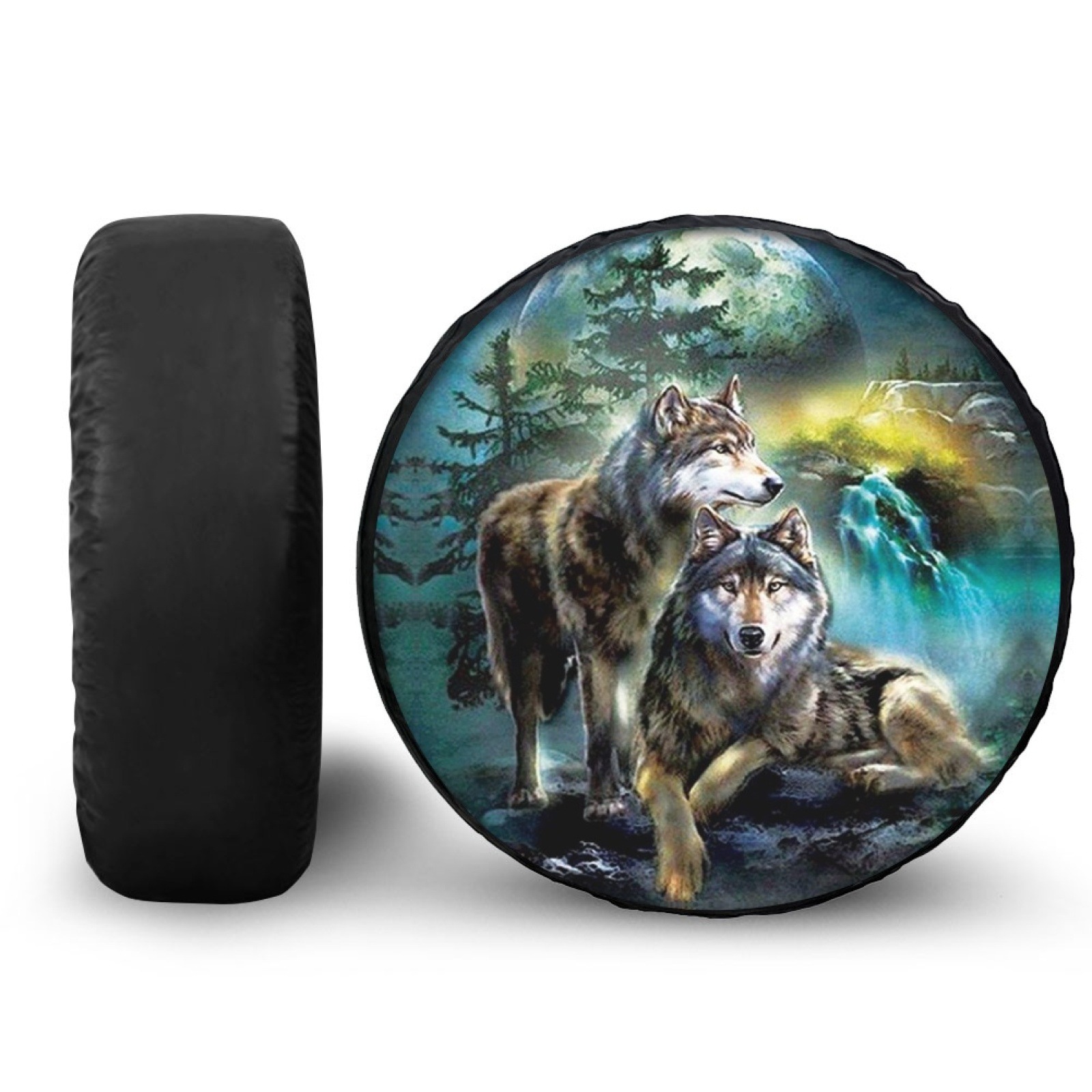 Eaby foreign trade cross-border hot raccoon animal wolf pattern printed car universal tire spare tire set a generation of hair