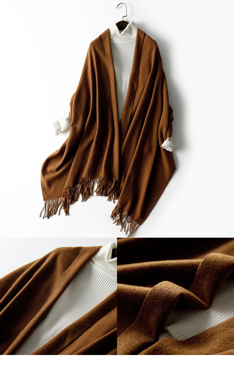 350g Weight Women's Fashion Solid Color Artificial Wool Polyester Winter Scarves
