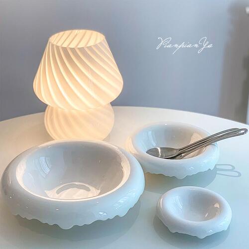 T9J5 wholesale ins dudu plate flanged pure white minimalist ceramic western food fruit plate salad dessert bowl cereal bowl breakfast