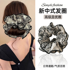 韩系四层水墨印花头绳发圈女大号头花国风气质丸子头大肠发绳头饰