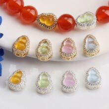 14K����ɫ���J��������Ƕ��ʯͨ�����  diy�ִ����Ʒ���