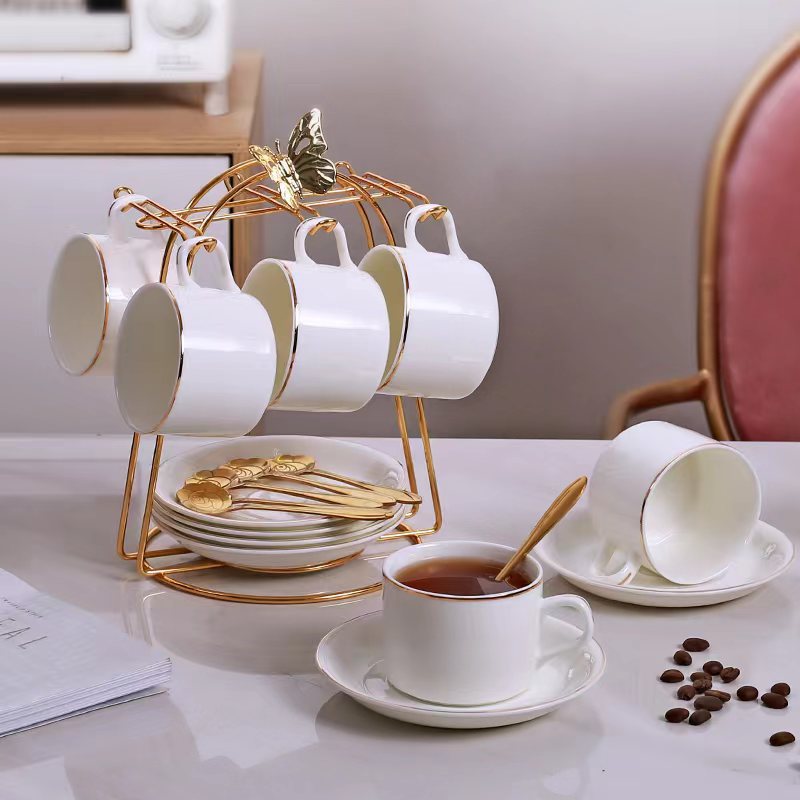 Taza de cerámica europea, taza de café, taza de café simple, taza de café doméstica, taza de café de lujo pequeña, taza de café latte de cerámica