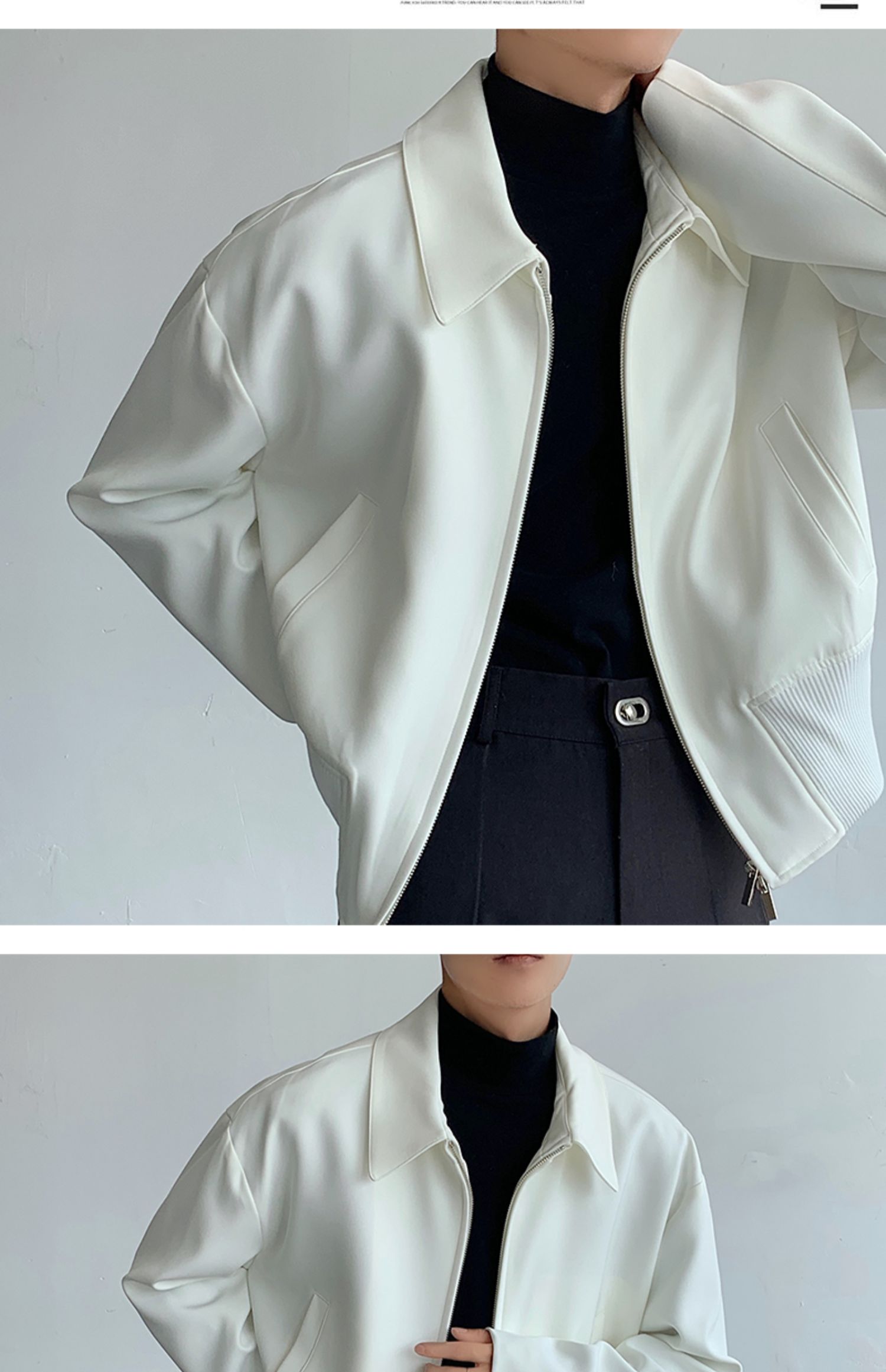 奶油米短款垫肩衬衫Ivory Button Crop Shirt