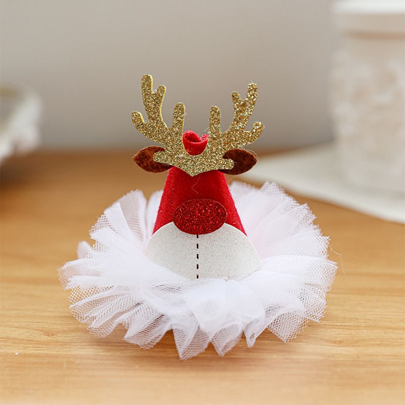 Joyas para la cabeza de Navidad arco clip de pelo sombrero clip de malla roja cuerno de ciervo para adultos pequeños regalos clip de pelo adornamiento para el pelo