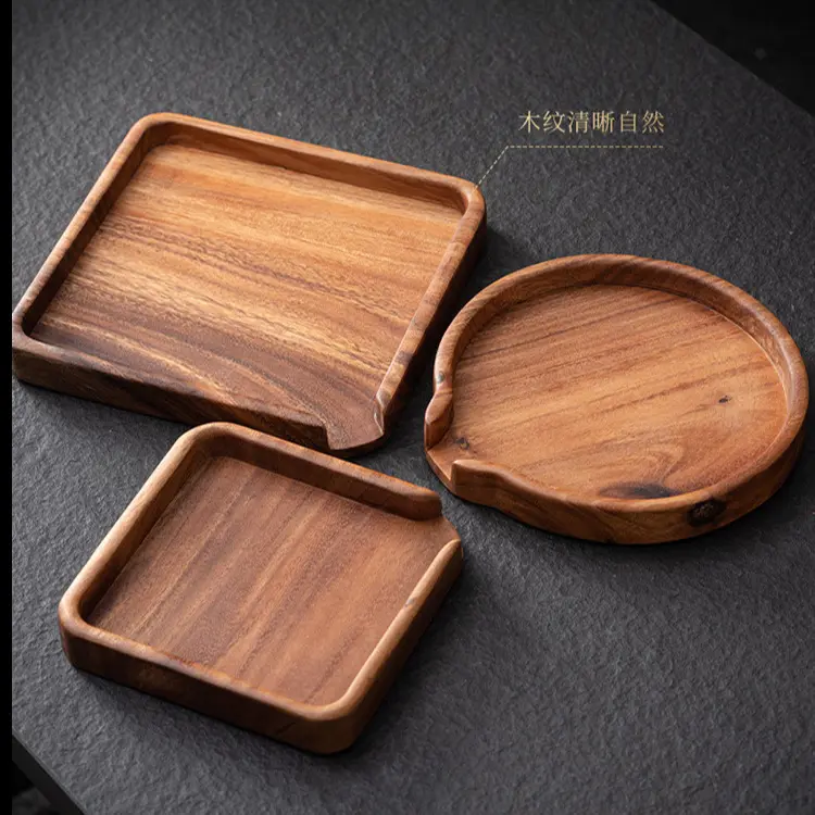 Whole Wooden Walnut Solid Wooden Tea Tray Tea Cake Tea Tray Pu-erh Tea Tea Box Household Simple Pry Tea Appreciation Tray