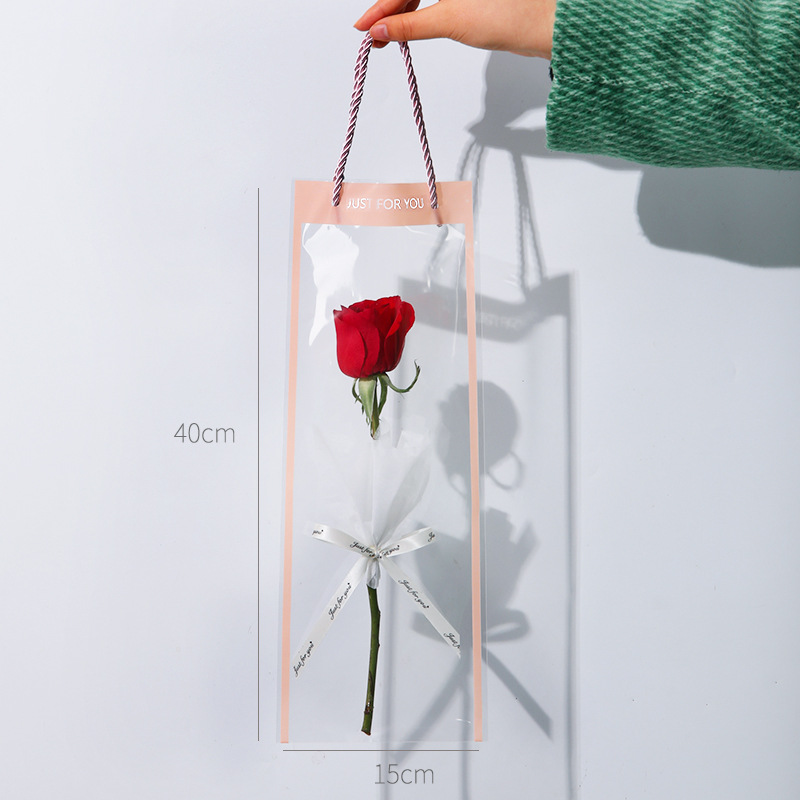 Bolsa para arreglos florales del Día de la Mujer, impermeable, para una sola flor, material de embalaje para floristería, bolso transparente para flores