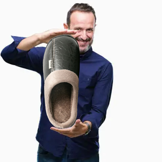 Home Extra Large Size Home Waterproof Cotton Slippers Men's Winter Home Indoor Warm Non-Slip Cotton Shoes Men's Autumn and Winter