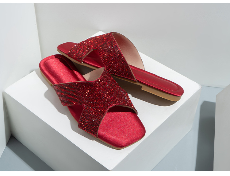 Hausschuhe mit flachem Boden, weiblich, Sommer, lässig, Wort, hohl, Sandalen, Folien, Damenschuhe_voghion.com