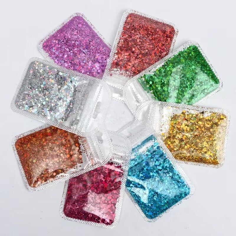 Cross-Border 10g Bagged High-Shine Mixed Fine and Coarse Laser Gold and Silver Powder for Nail Art DIY Crystal Slime Filling Glitter Powder