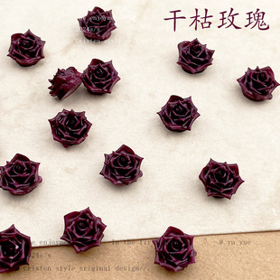 New Year Explosions Dry Rose Nail Resin Red Rose Jewelry Flat Pearl Nail Decoration Camellia