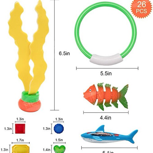 Amazon 34-piece diving pool toy set diving toys underwater swimming toys snorkeling torpedo