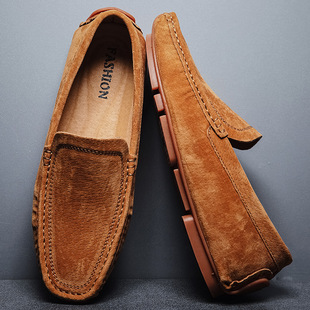 Men's Beanie Shoes Genuine Leather Breathable Summer Cross-Border Foreign Trade Popular Slip-On Casual Large Size Slip-On Lazy Men's Shoes