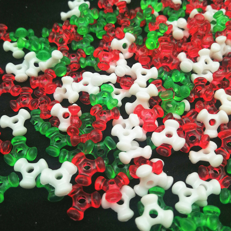 三角叉三角形珠圣诞老人拐杖配件三头骨头DIY饰品项链手机链散珠