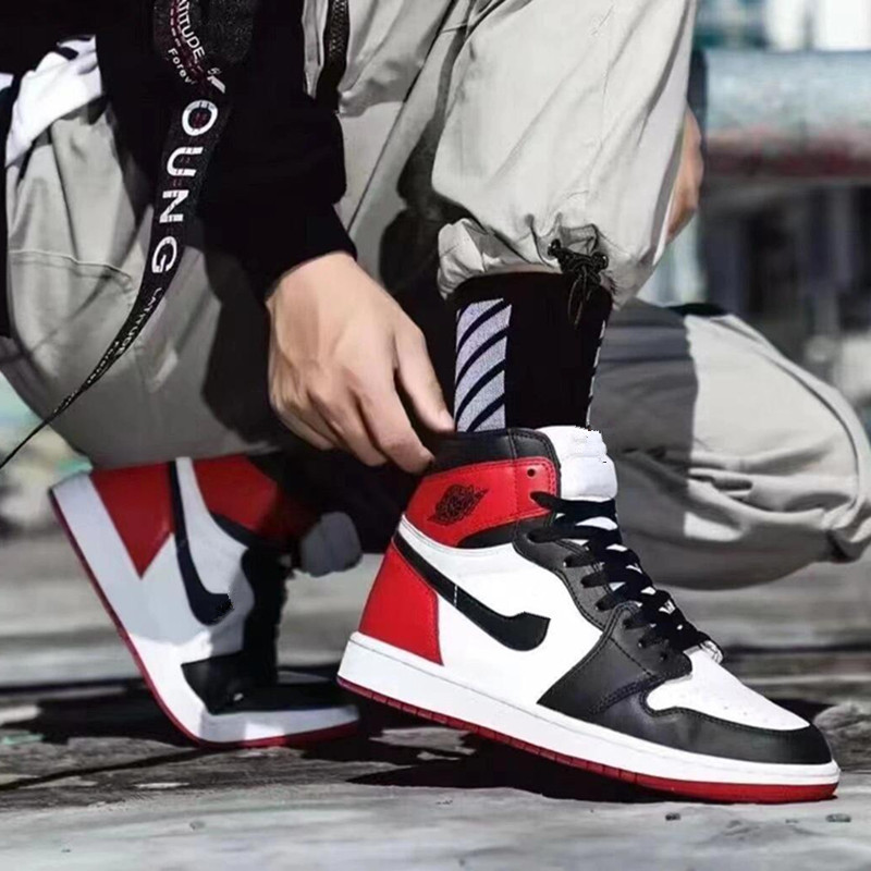 Putian nuevo aj1 de alta altura zapatos de cuero para hombres zapatos de otoño zapatos deportivos para mujeres zapatos de skate para hombres