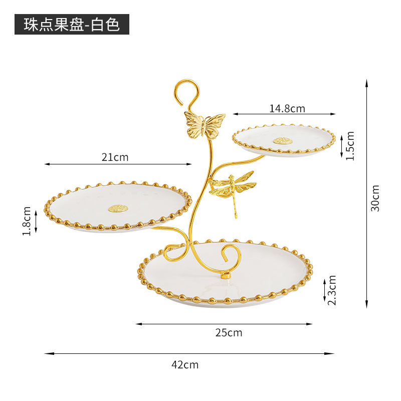 Plato de fruta de múltiples capas hogar sala de estar pastel caramelo merienda bandeja de té mesa de postre merienda de té de la tarde soporte de exhibición