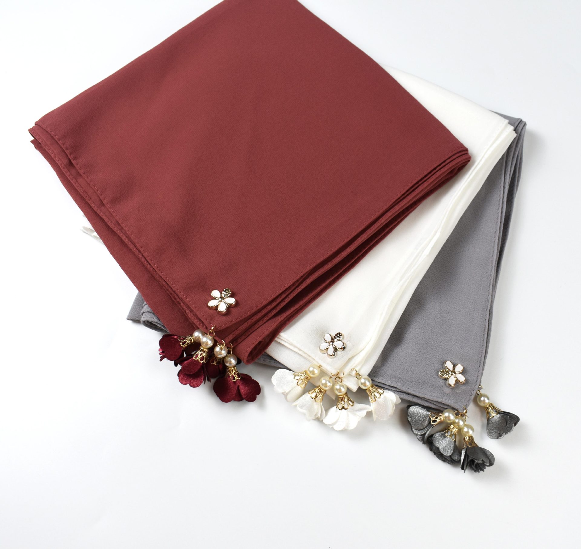 MH030 Pearl Chiffon Square Hijab Scarf from Mariam's Collection11