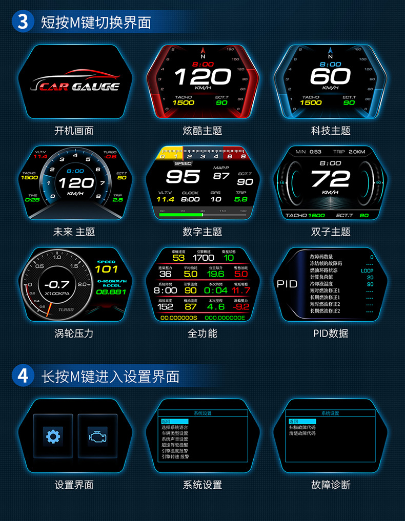 Intelligent Portable Car Hud Head-Up Display Car Obd Universal Speed Driving Computer High-Definition Display