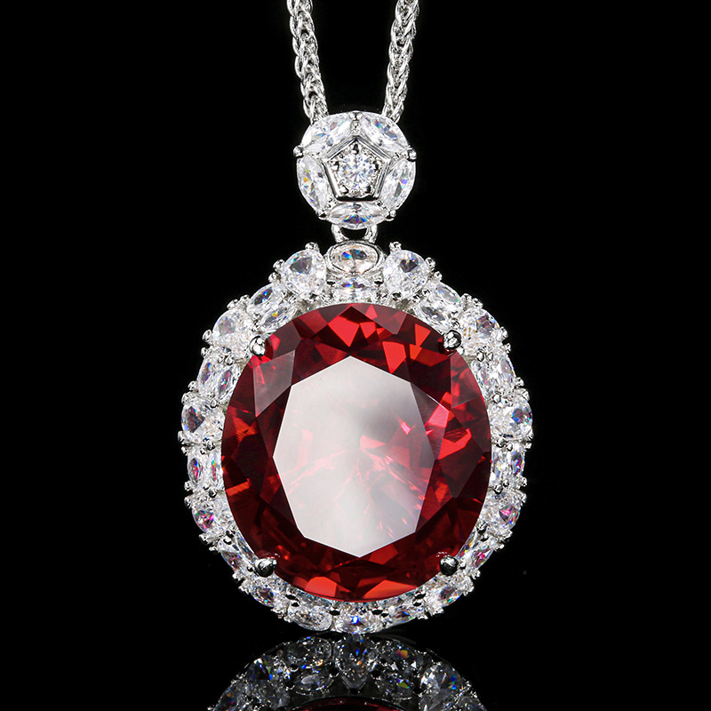 2025 nuevo estilo Zhuang Shengsheng joyería fondo de cobre chapado en oro simulación corindón rojo colgante retro 18*20 al por mayor