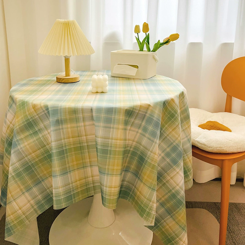 Net red plaid tablecloth Ins wind girl heart round table cloth layout dust dining table cloth coffee table padding