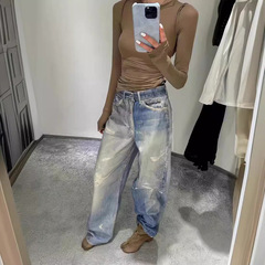 十三行【私服!! 超還元超難しい】デジタルプリントの穴が開いたジーンズ