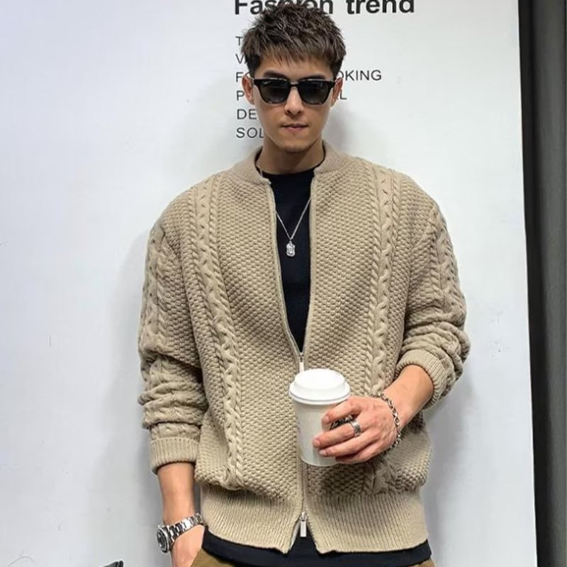 Suéter grueso de otoño e invierno japonés, suéter de punto suelto de tendencia coreana para hombres, abrigo de suéter perezoso estilo de invierno ins Hong Kong