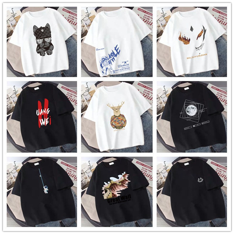 2022 Summer New Fashion Brand Pure Cotton Men's T-shirt Loose plus size Sports Men's T-shirt Ins Round Neck Top 2022 Summer New Fashion Brand Pure Cotton Men's T-shirt Loose plus size Sports Men's T-shirt Ins Round Neck Top