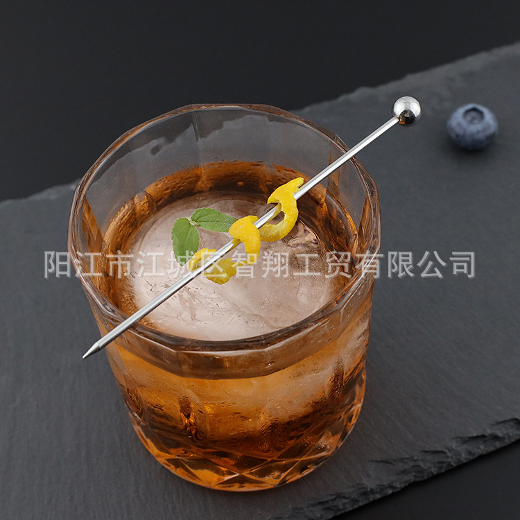 Cruz-frontera 304 Acero inoxidable fruta palo fruta aguja barra cóctel decorativo palo Oliva confitada metal vino palo