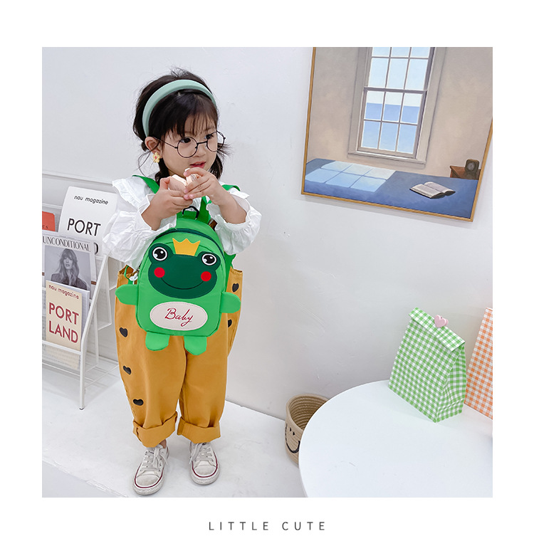 Kindergarten schoolbag for children, boys and girls, 1-3-5 years old, anti-wandering rope, cute frog, double-shoulder baby small backpack undefined