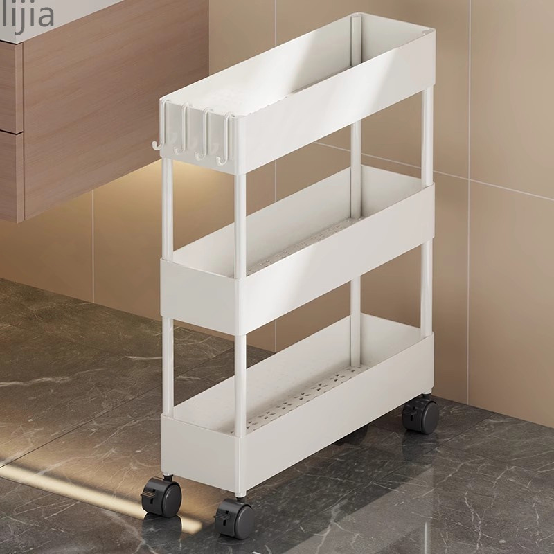 Bathroom Storage Rack Behind the Door, Narrow Gap Storage Cabinet for Bathroom, Small Floor-Standing Clip Gap Toilet Side