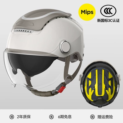 Half Helmet, All-Season Safety Helmet, Motosiklet kaskı (dəbilqə) - upgraded-dual-mirror-model-khaki-color-with-mips-protection-system-one-size-fits-all-adjustable-for-head-circumference-54-62cm-with-knob-adjustment