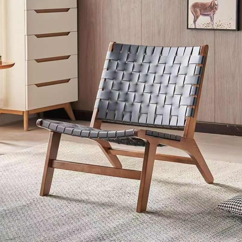 Fabricante de cuerda de madera sólida sofá silla de balcón nórdica silla de ocio japonesa silla de viento silencioso pequeño tipo de casa respaldo perezoso