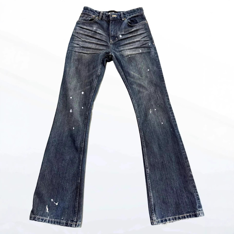 Cleanfit Style Heavy-Duty Bootcut Washed Whiskered Distressed Jeans with a Slight Flare, Slim Fit, Vintage-Style Long Pants for Men Cleanfit Style Heavy-Duty Bootcut Washed Whiskered Distressed Jeans with a Slight Flare, Slim Fit, Vintage-Style Long Pants for Men