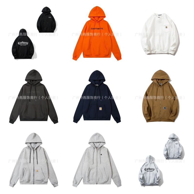 Cross-Border Export Carhartt Classic Letter Embroider Men's and Women's Loose Velvet Hoodie Sweatshirt