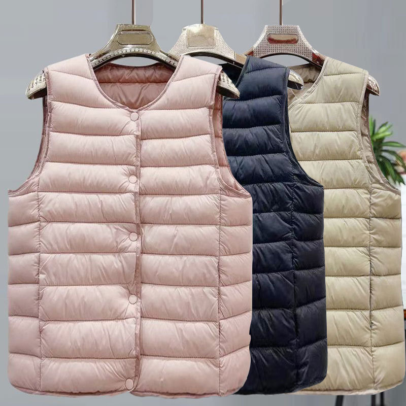 Women's down Cotton Vest Inner Liner Ultra-Light Warm Jacket Women's Vest Middle-Aged and Elderly Women's Clothing Fleece-Lined Thickened Coat