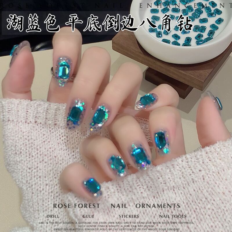 Lake Blue K9 Flat-Bottomed Beveled Octagonal Rhinestones for Nail Art, Nail Diamonds, Blue Nail Rhinestones Lake Blue K9 Flat-Bottomed Beveled Octagonal Rhinestones for Nail Art, Nail Diamonds, Blue Nail Rhinestones