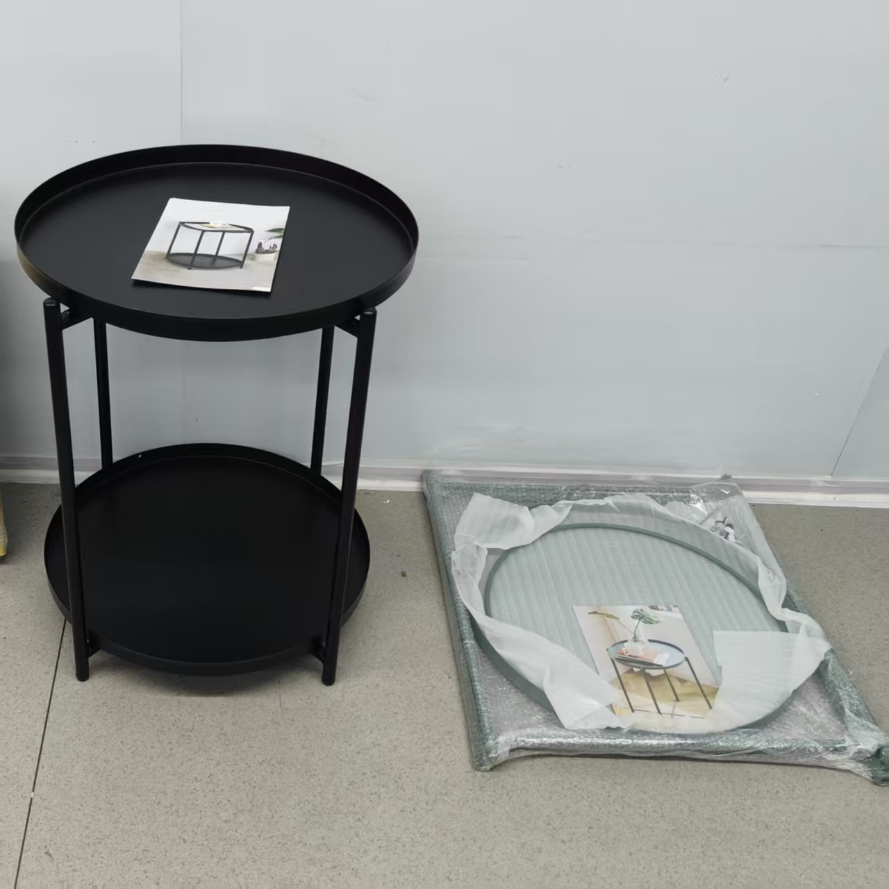 北欧边几家用客厅铁艺茶几床边桌托盘桌现代简约卧室创意圆形桌子