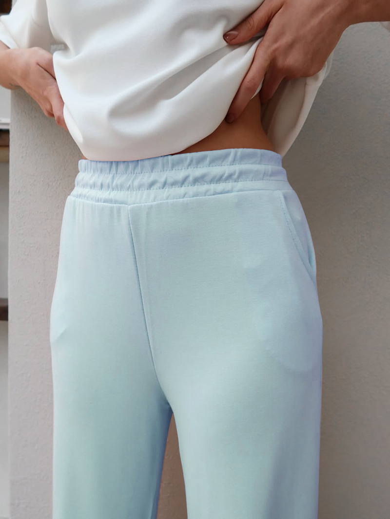 Women's Clothing Women's Faux Wrap Short Sleeve Top And Straight Leg Pants Set Patchwork White Round Neck Summer Fashion Casual Outfit_ecoleips.com