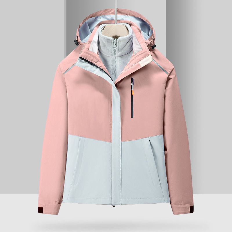 Grupo chaqueta overoles Otoño e Invierno tres en uno abrigo ropa de trabajo hombres y mujeres tops desmontaje forro polar al por mayor