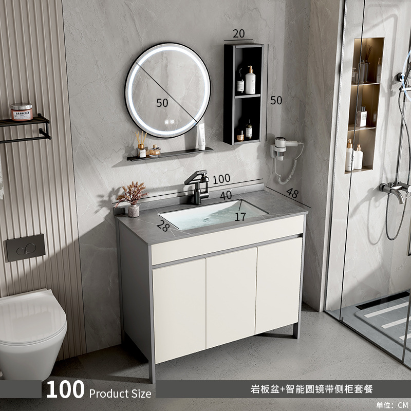 gabinete de baño de piso de aluminio espacio combinado baños cerámicos todo en uno lavabo balcón doméstico lavabo